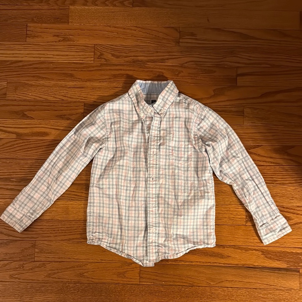 Janie and Jack Kids Plaid Shirt - White and Blue